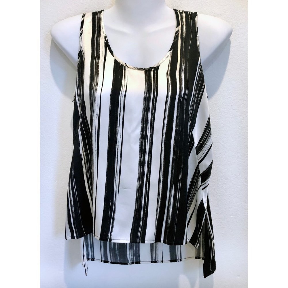Laura Delman White & Black Striped Silk Tank sz 4